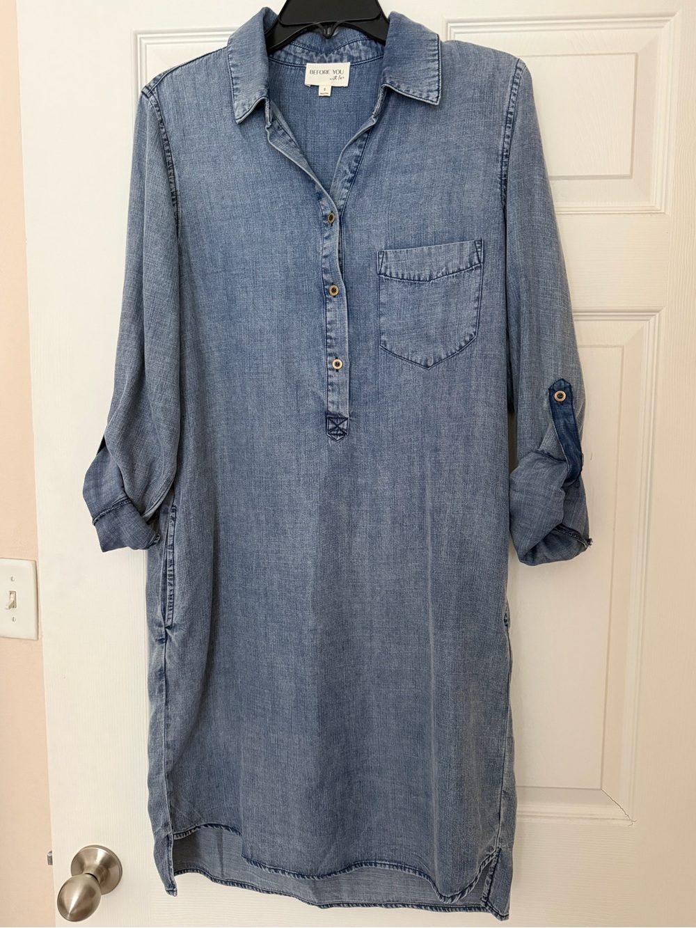 Light Blue Chambray Shirt Dress